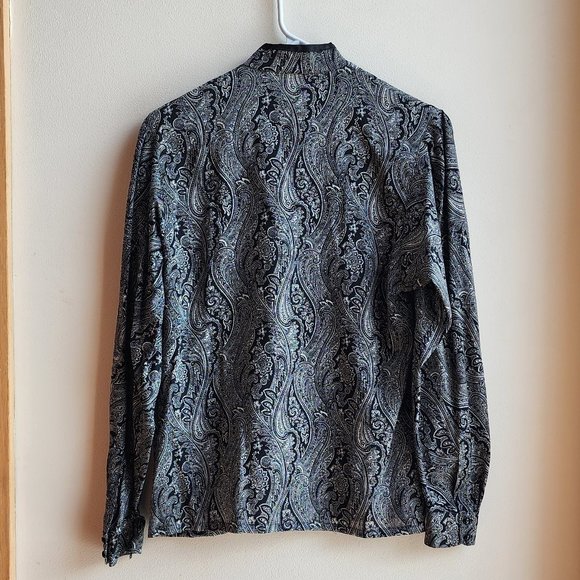 Jaeger Vintage 100% Wool Paisley Button Down Shirt Size Small - Picture 16 of 16